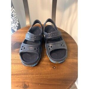 Crocs Kids' Shark Crocband 2 Strap Sandals Water Shoes Kids' Shoes Size 11 Blue